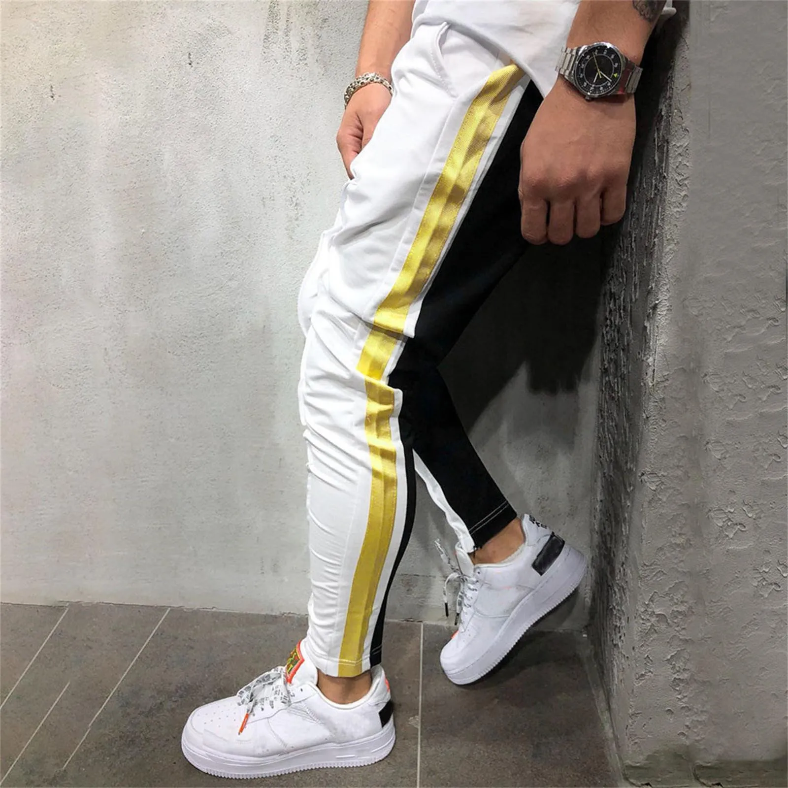 

Men Casual Sports Pants Color Matching Lace-up Pockets Trousers Hip Hop Leggings Gym Running Jogging Streetwear Pants For Men