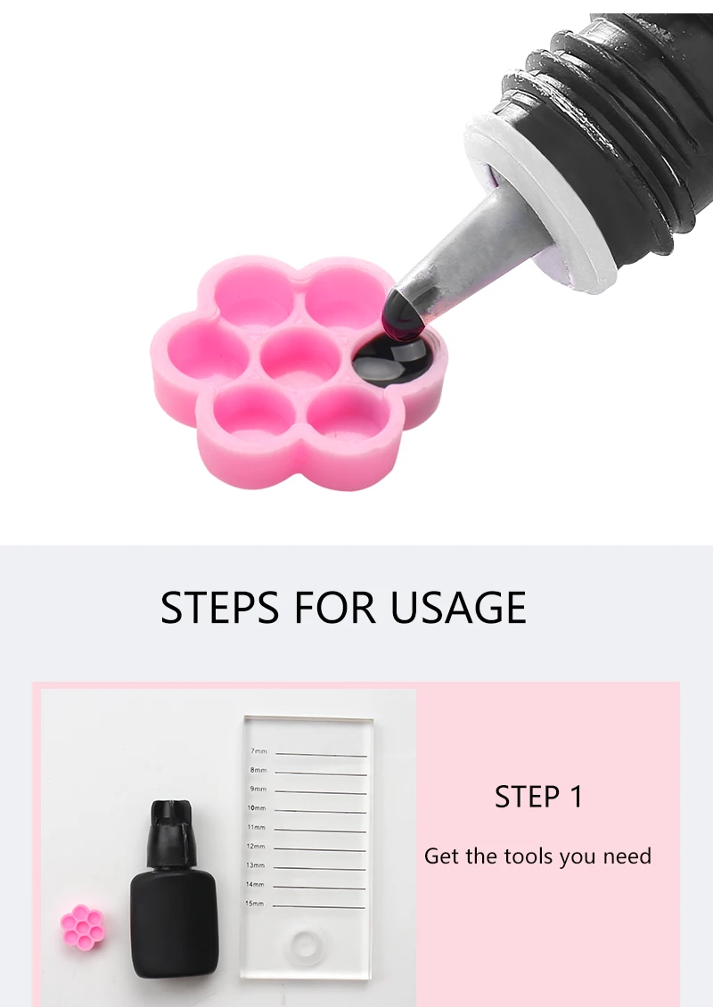 100 Stück Blume Schönheit Wimpern verlängerung Kleber halter Epoxy Cup Delay Cup Pfropfen Wimpern Make-up Tool Tattoo Kleber Pigment becher – Detail 6