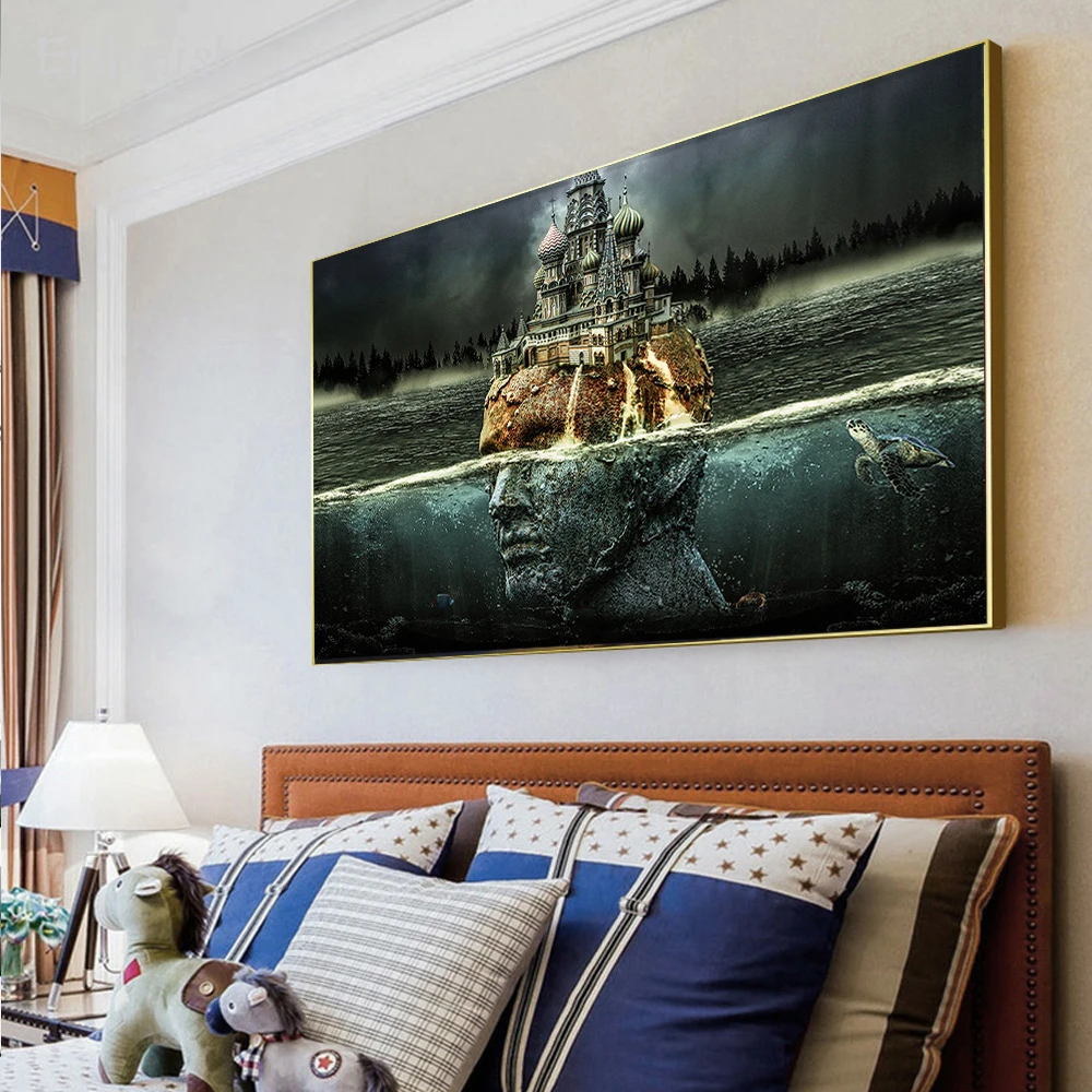 

1 Pieces Creative Abstract Man In Water Home Decor Posters For Living Room Wall Art Pictures HD Spray On Canvas Oil Paintings