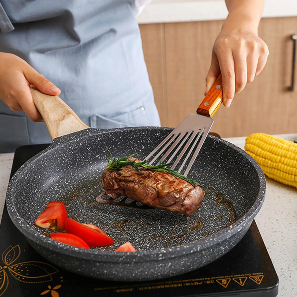 

Frying Turners Leaky Shovel Cookware 28*8.2*1.5 Cm Wood Handle Stainless Steel Kitchen Tools Cooking Spatula