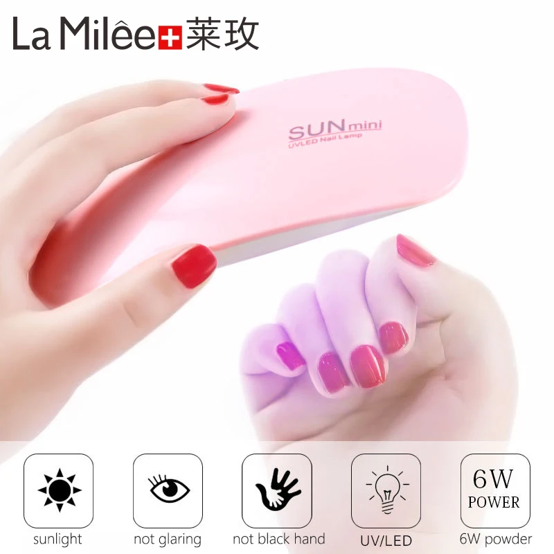 

La Milee лампа для ногтей 6 Вт Мини Сушилка для ногтей белый розовый УФ светодиодный портативный usb интерфейс очень удобный для домашнего исполь...