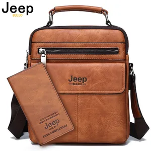 jeep buluo brand mens crossbody shoulder bags high quality tote fashion business man messenger bag big size split leather bags free global shipping