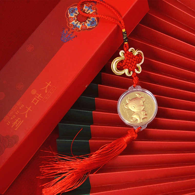 1PCS 4Styles Gold Lucky 2021 Year of Ox Chinese Commemorative Souvenir Gift Pendant Decor