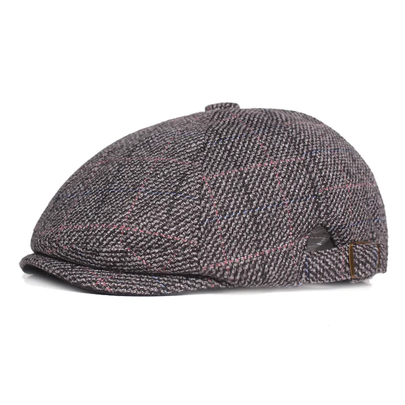 

Mens Newsboy Cap Hat Plaid Twill Vintage Cotton Short Brim Adjustable Spring Autumn Classic Woman Fashion Stylish Hat