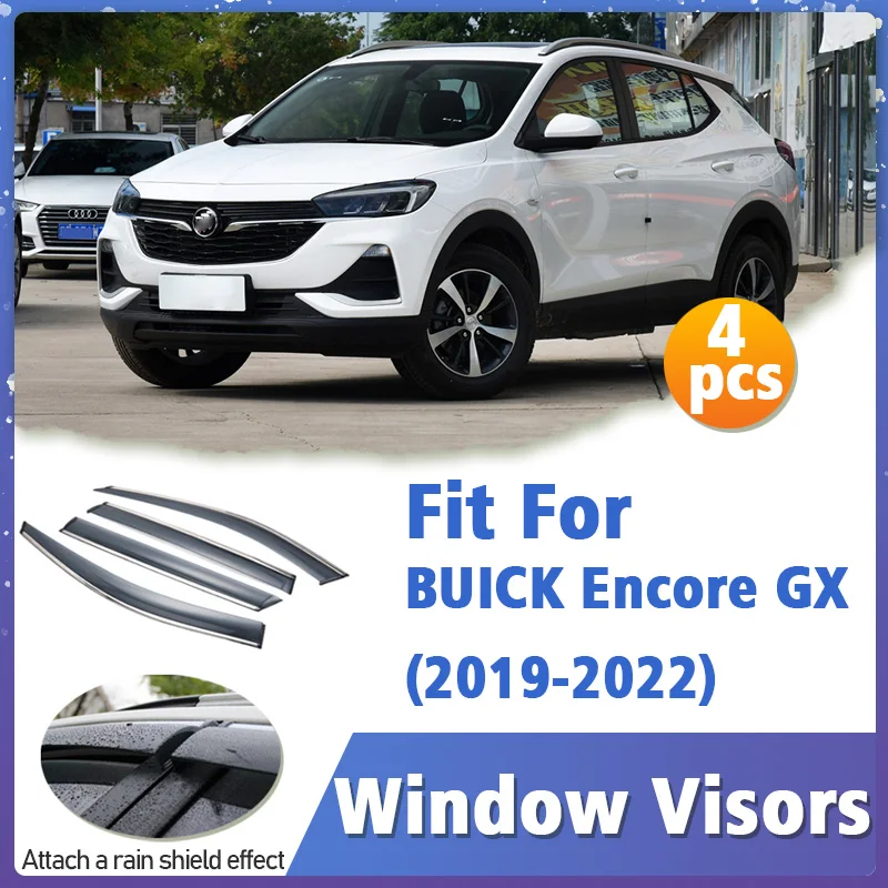 Window Visor Guard for BUICK Encore GX 2019-2022 Vent Cover Trim Awnings Shelters Protection Sun Rain Deflector Auto Accessories