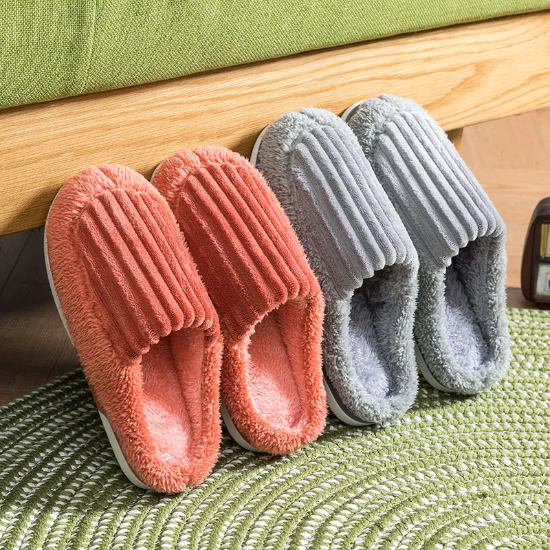 

Soft Home Slippers Women Winter 2021 Cozy Slip-On Plush Shoes Female and Man House Non-slip Memory Foam Faux Fur Warm Slides