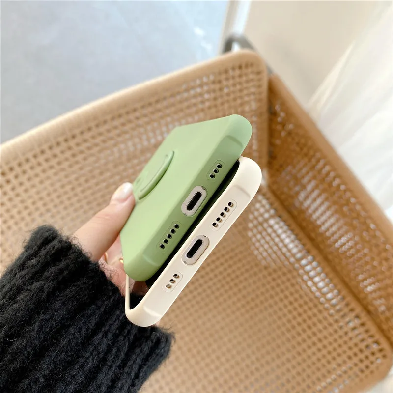 

Luxury Soft Square Liquid Silicone Case For iPhone 12 Mini 11 Pro Xs Max XR 7 8 Plus SE 2020 Shockproof Stand Ring Holder Cover