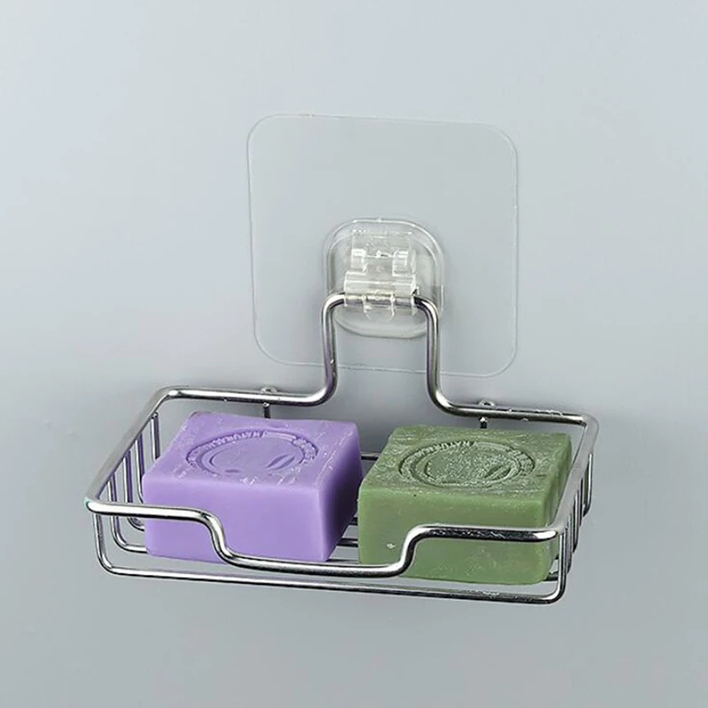 

Punch-free Stainless Steel Soap Dish Drain Rack Soap Tray Holder Storage Soap Rack Plate Box Container for Bath Shower Plate