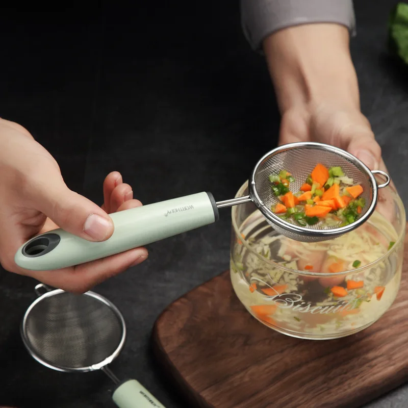 304 сито для муки из нержавеющей стали зелень с пластиковой ручкой ложка масляного
