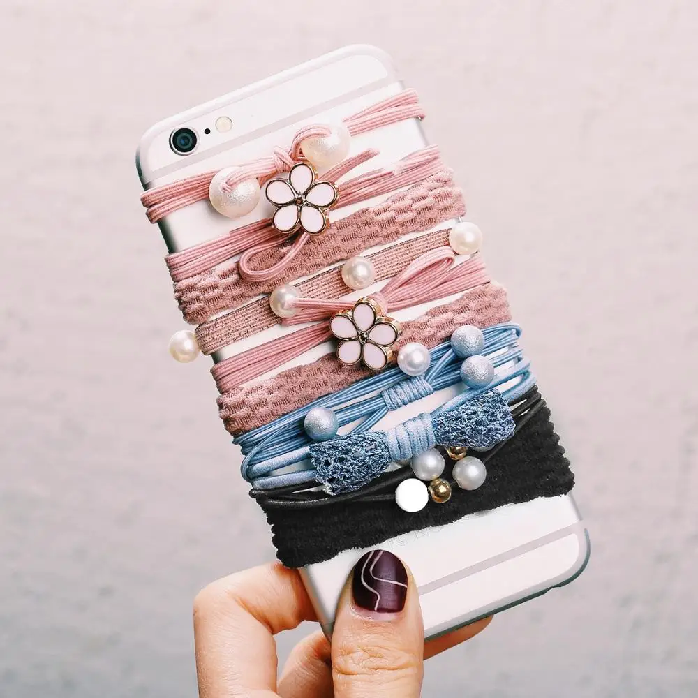 Эластичные резинки для волос с цветами и жемчугом женщин девочек новинка 2020