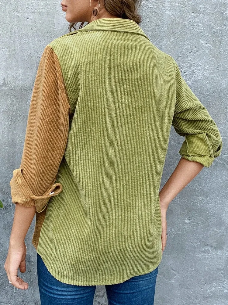 

Women's Corduroy Blouses Spring 2021 New Women's Long Sleeve Blouses Casual Large Shirt Blouses Women's Blouses