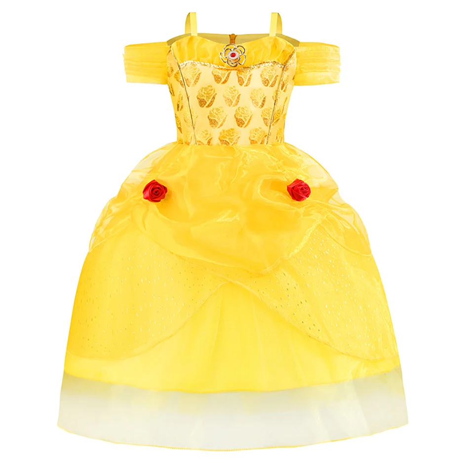 Belle Dress Only YOFEEL/платье принцессы Белль для девочек пышный костюм для красавицы и чудовища, многослойное платье для ролевых игр Вечерние платья на Хэллоуин для маленьких девочек - Цвет: Belle Dress Only