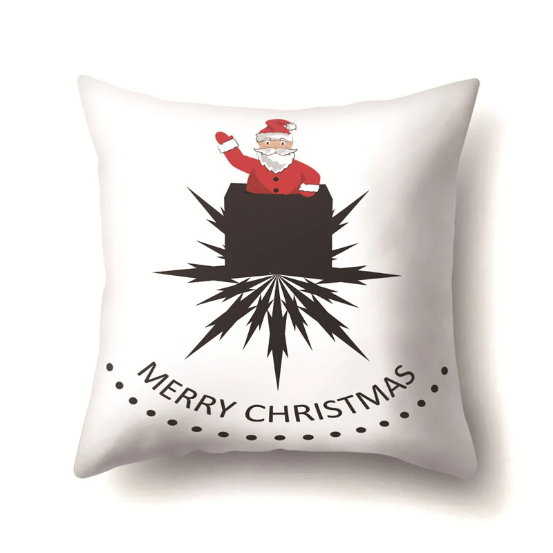 

Christmas Santa Claus Print Sofa Decorative Cushion Cover Pillow Pillowcase Polyester Throw Pillow Home Decor Pillowcover 40543