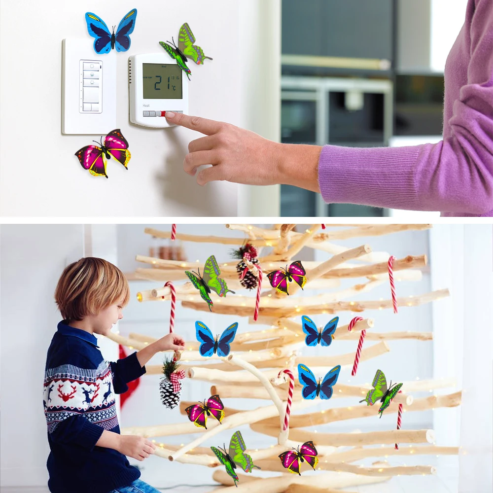 Random 50PCS 3D Simulation Butterfly Sticker Home Decoration Refrigerator Wall Stickers Wedding Party Fake | Дом и сад