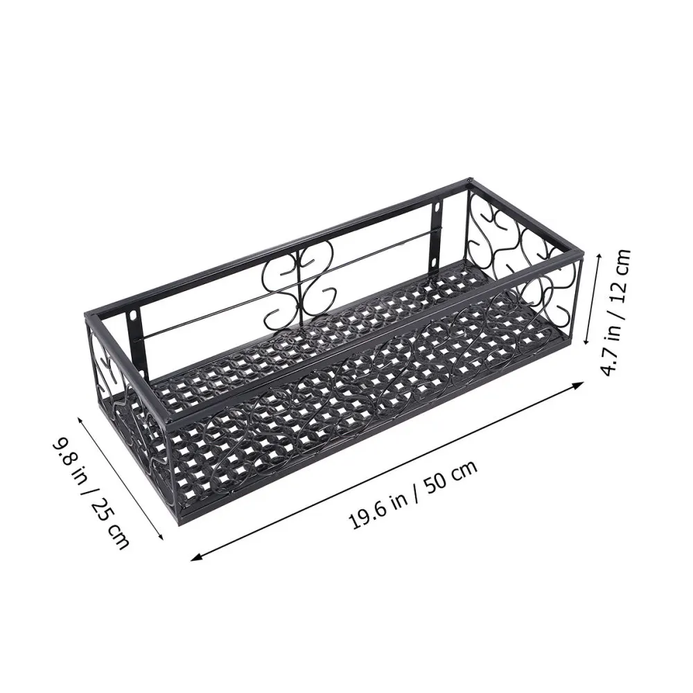 

1pc Balcony Hanging Guardrail Flower Stand Plant Succulent Railing Flower Pot Planting Shelf (Black)