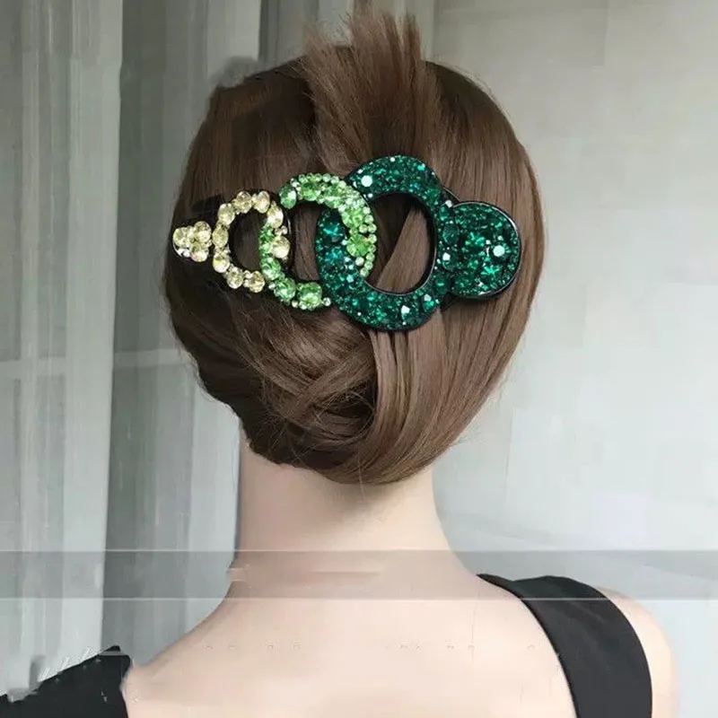 

11/12cm Rings Rhinestone Women Hairpin Hair Claw Large Size Multicolour Rhinestone Hair Clip Fashion Hair Accessory