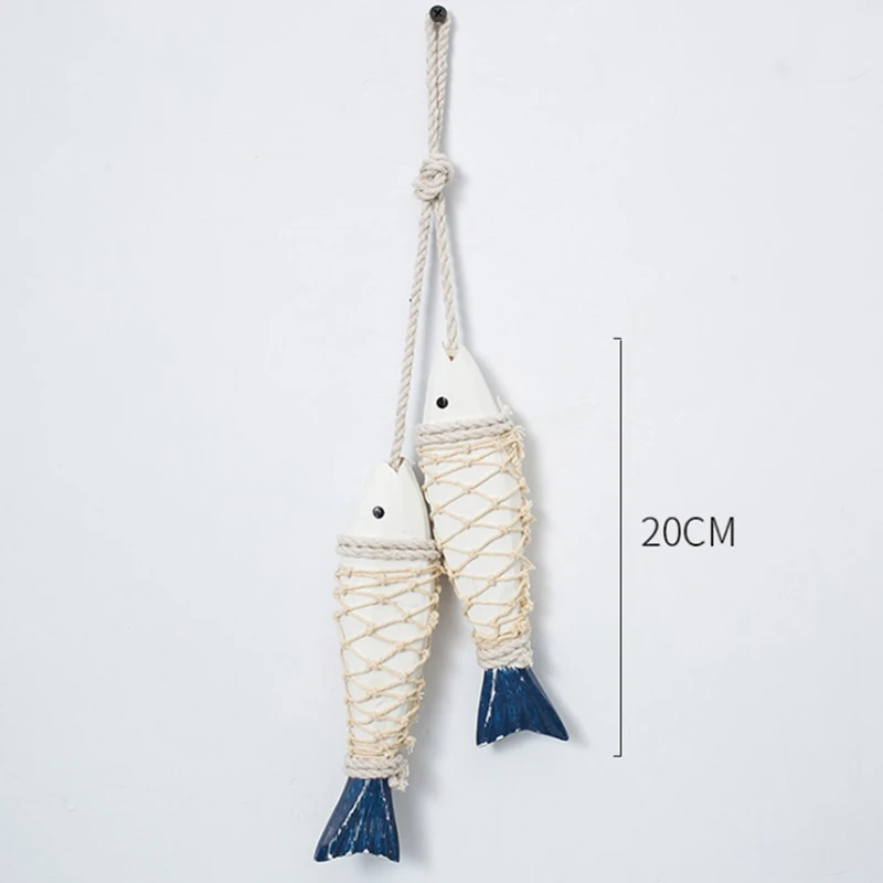 

Natural Wood Fish Wall Decoration Handcraft Mediterranean Wall Art Coastal Wooden Hanging Decor