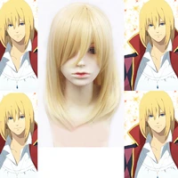 howls moving castle wizard howl short blonde heat resistant synthetic hair cosplay costume wig cap