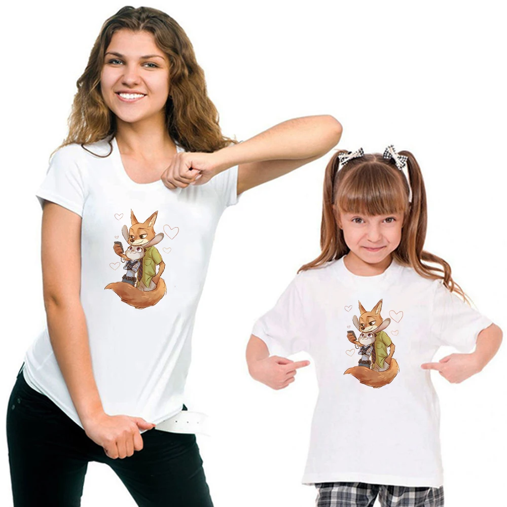 Camisetas Harajuku para ni&ntilde;os, Tops de moda, Camiseta con estampado de Zootopia de Disney, camiseta informal, ropa familiar-1