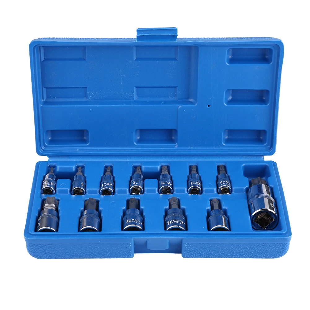 

13Pcs Torx Star Bit Socket Set 1/2inch 3/8inch 1/4inch Drive