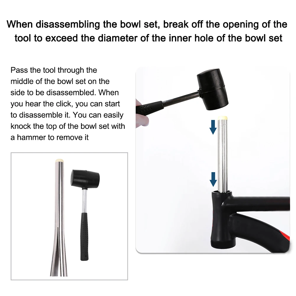 

With Mallet DIY Flexible Bottom Bracket Stainless Steel Headset Cup Removal Tool Bicycle Smooth Mountain Bike Portable Universal