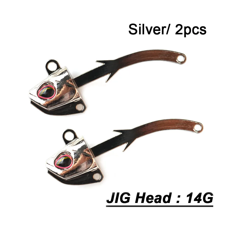 14g Silver JIG 2pcs TOMA, новинка, черная блесна, джиг, приманка для рыбалки, мягкая, щука, приманка, 14 г, 21 г, 2 крючка, бас, рыбалка на сельдь, Мягкая приманка, лодка, код, морская приманка - Цвет: 14g Silver JIG 2pcs