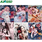 AZQSD краска по номерам для взрослых девочек масляная краска ing Portrait Draw By Number On Canvas ручная краска ed Unframed украшение подарок Diy
