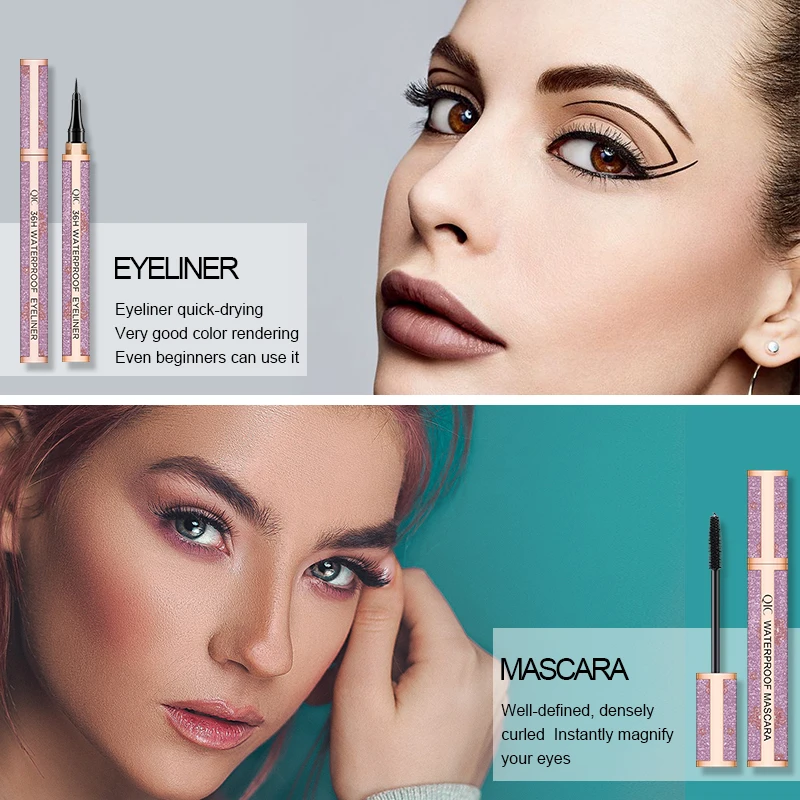 Подводка для глаз тушь ресниц набор косметических черных тонких кистей