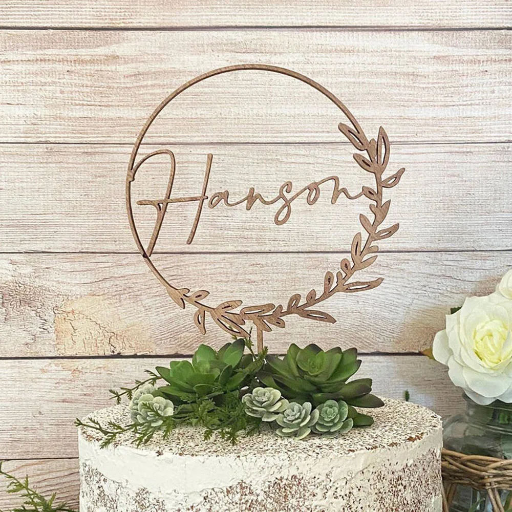 Adorno Floral bohemio para tarta de boda, adornos para tarta personalizados, adorno para tarta con inicial con nombre personalizado, cumpleaños, boda, aniversario