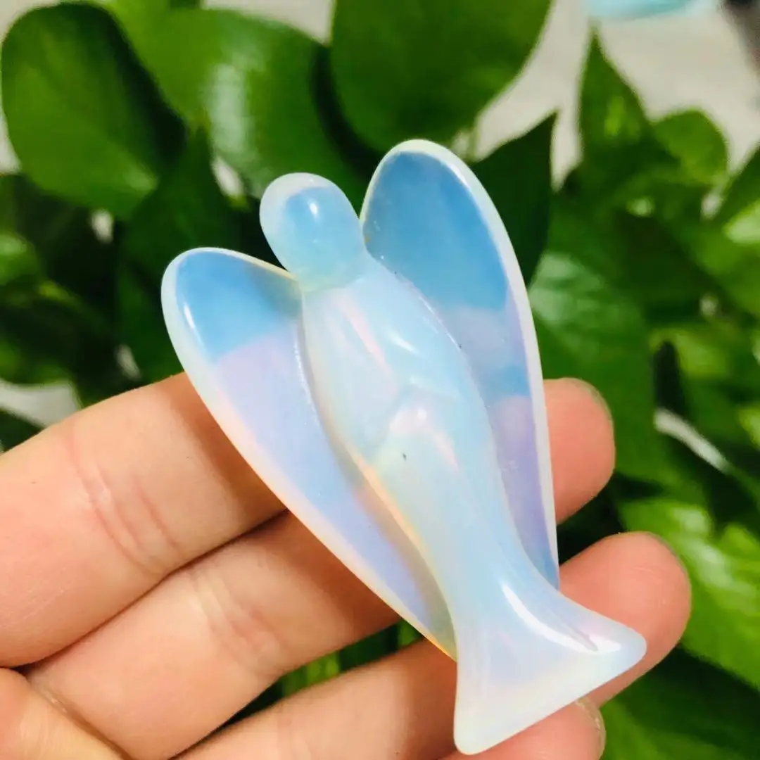 

Natural Opal Quartz Crystal Angel Carvings Stone 2 inches for Healing 1PC