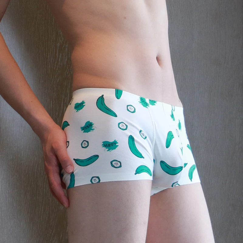 Мужское хлопковое модное нижнее белье с принтом банана из мультфильма дышащие