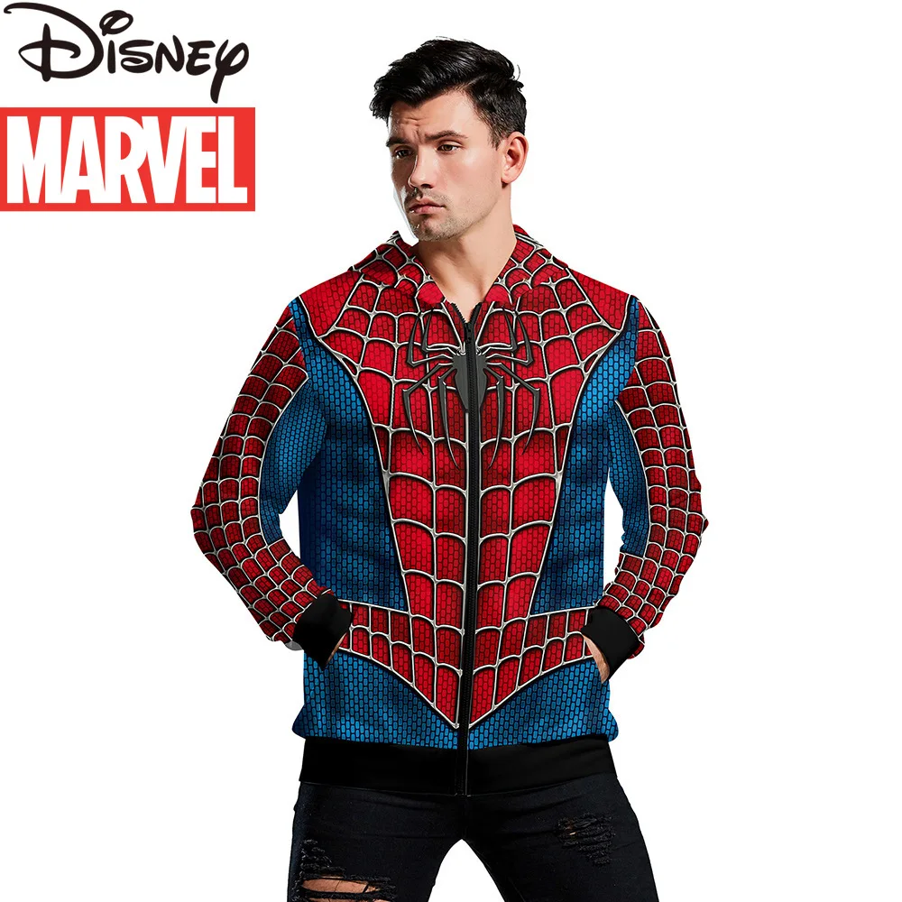 

Disney cute cartoon Marvel Spiderman hero couple hooded sweater men and women role playing anime 3D trend digital printing