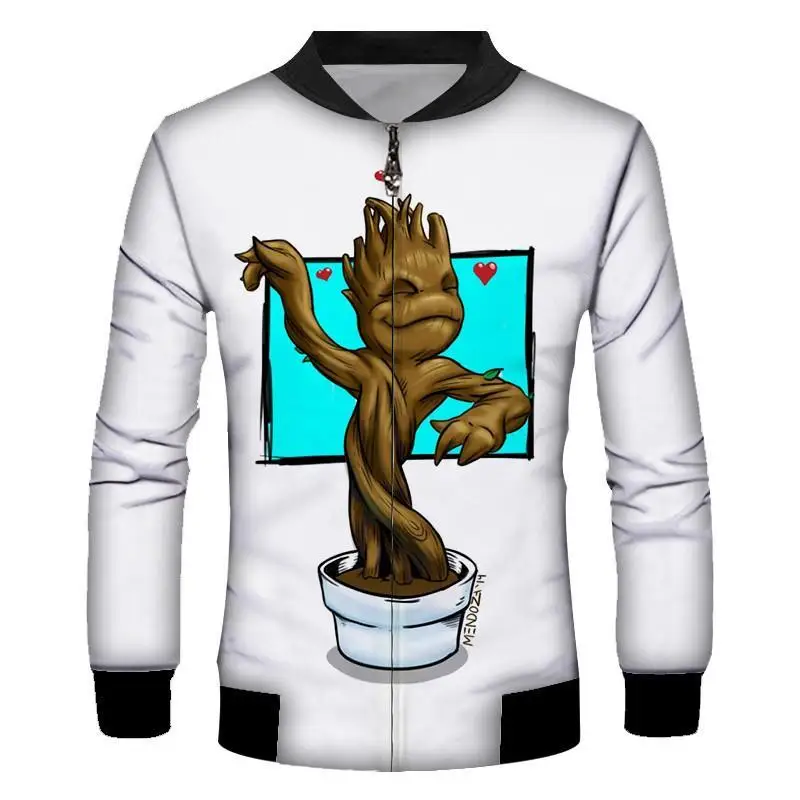 Мужская куртка на молнии с 3D принтом Весенняя приталенная Повседневная