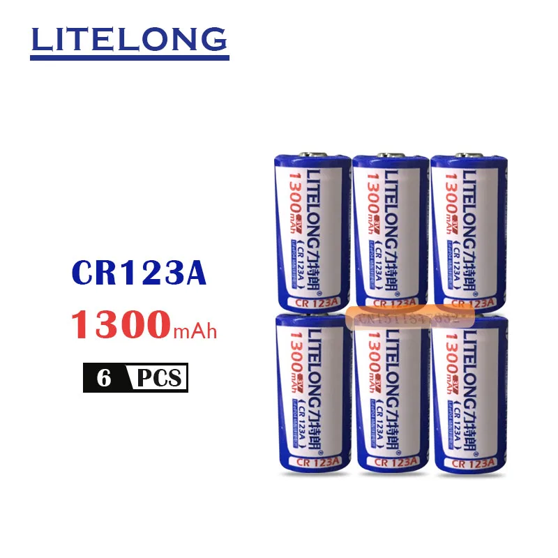 6 шт./лот Высококачественная перезаряжаемая литиевая батарея LITELONG CR123A 3 в камера