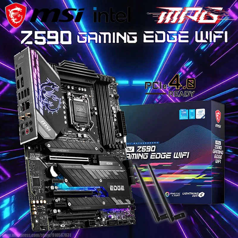 

LGA 1200 MSI MPG Z590 GAMING EDGE материнская плата с WIFI 11/10 поколения Intel Core DDR4 PCIe 4 CFX, M.2 Wi-Fi 6E Z590 плакат-мама RGB