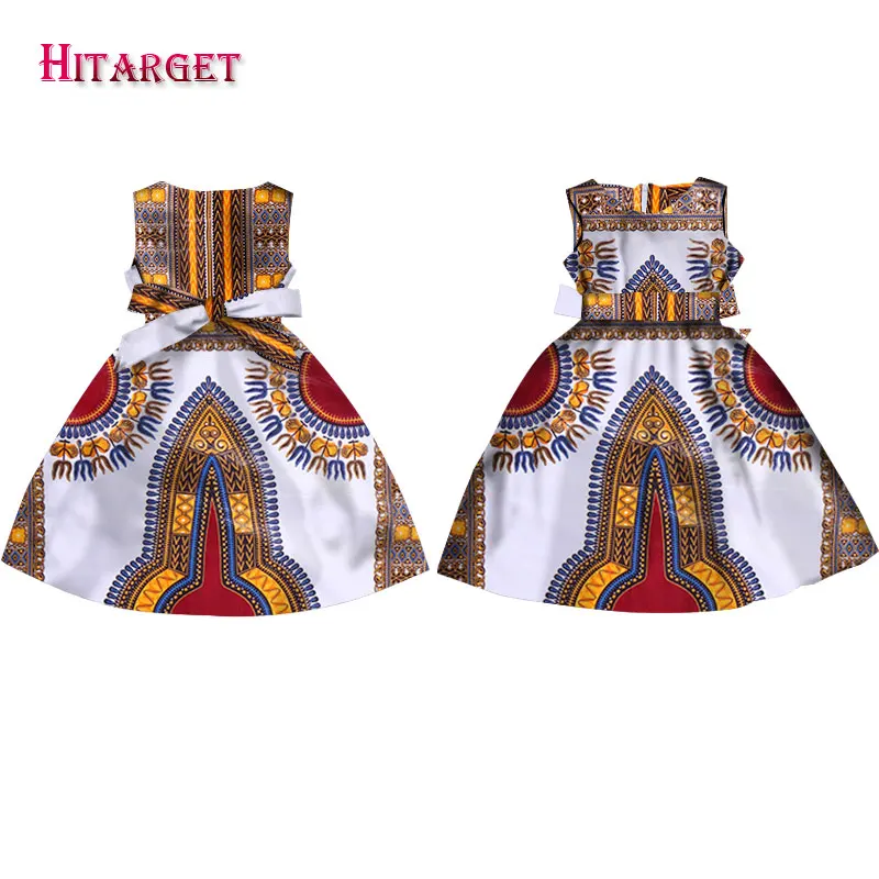 Модные африканские платья для девочек; Vestidos Kanga; одежда с принтом Дашики в африканском стиле; платье трапециевидной формы без рукавов; Java; WYT57