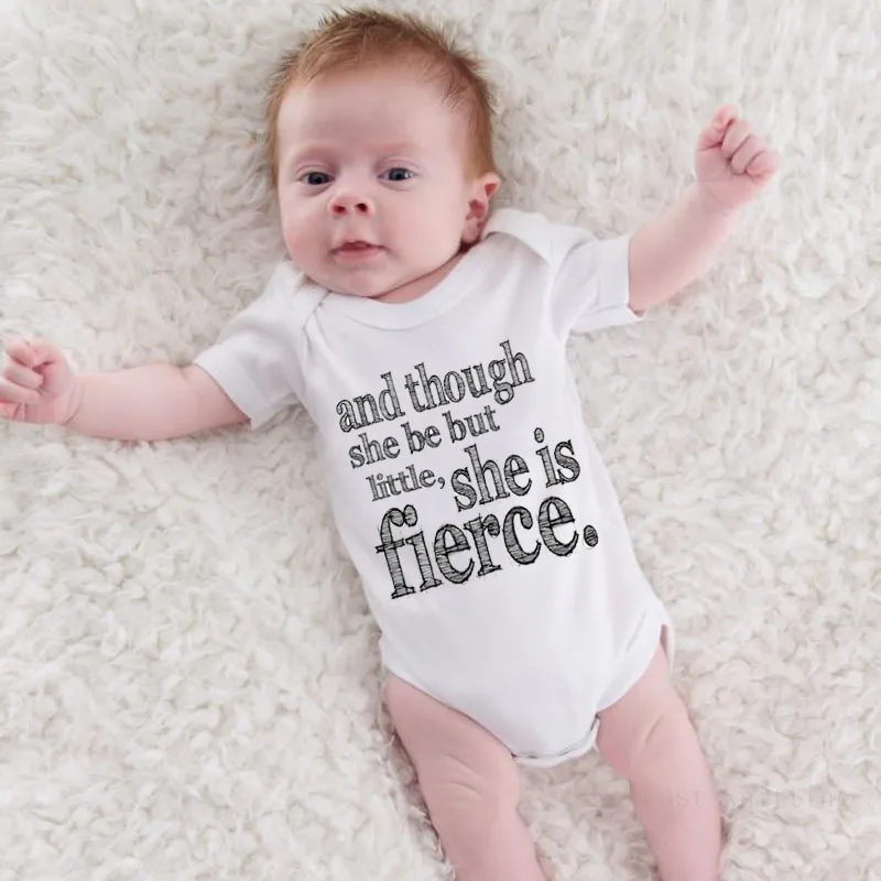 

New Boys Girls Summer Baby Boys Girls Short Sleeve Letter Print She Is Fierce Romper Newborn Baby Clothes
