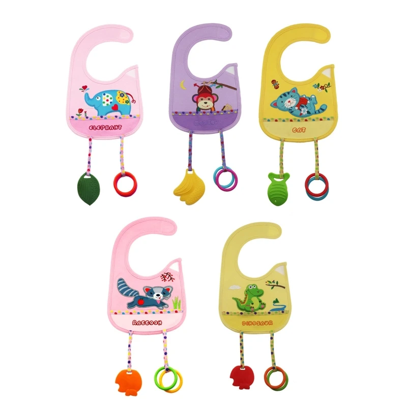 

Baby Bib Feeding Saliva Towel Newborn Adjustable Saliva Towel with Teething Toy