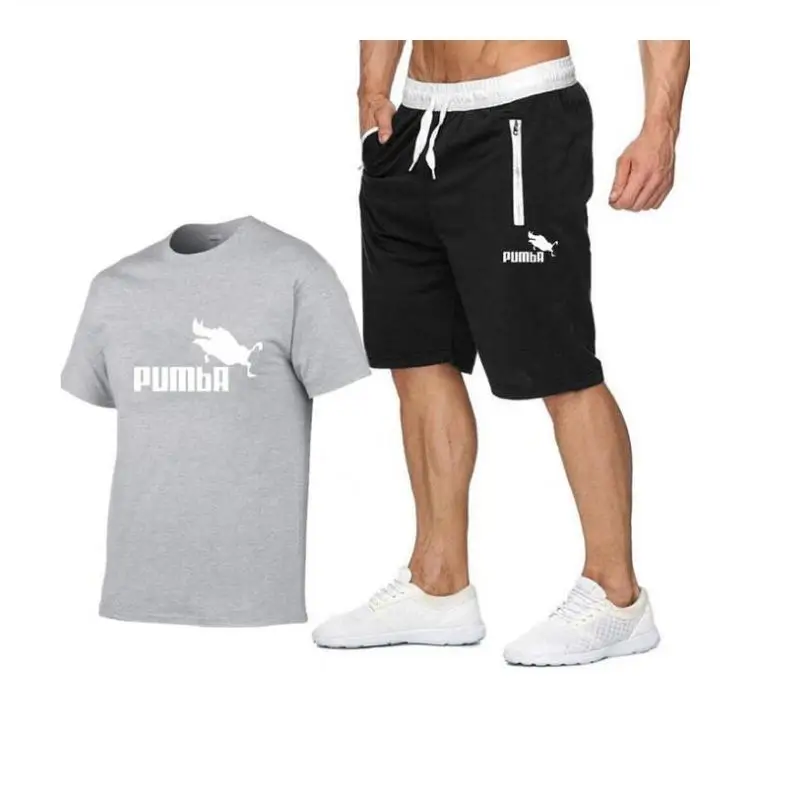 

2021 fashion leisure summer men's T shirt set 2 + men's sports set + basketball sports fitness Zhuzhu printed short sleeve + men