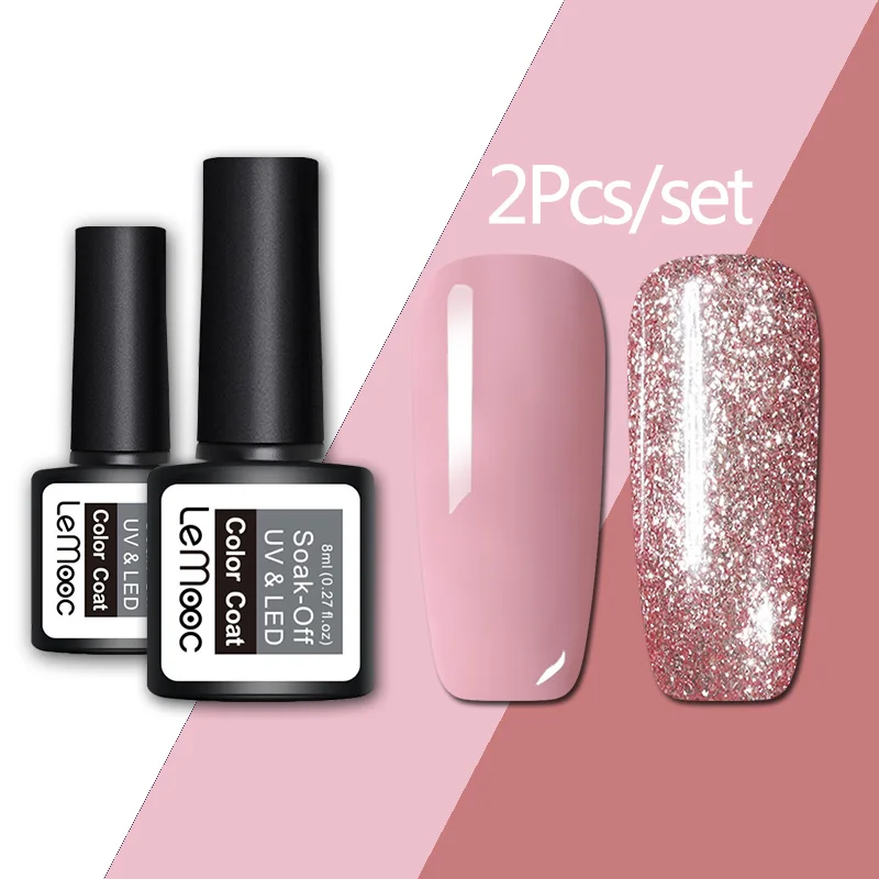 Набор гель лаков для ногтей LEMOOC 8 мл розовое золото УФ лак Полупостоянный Цветной