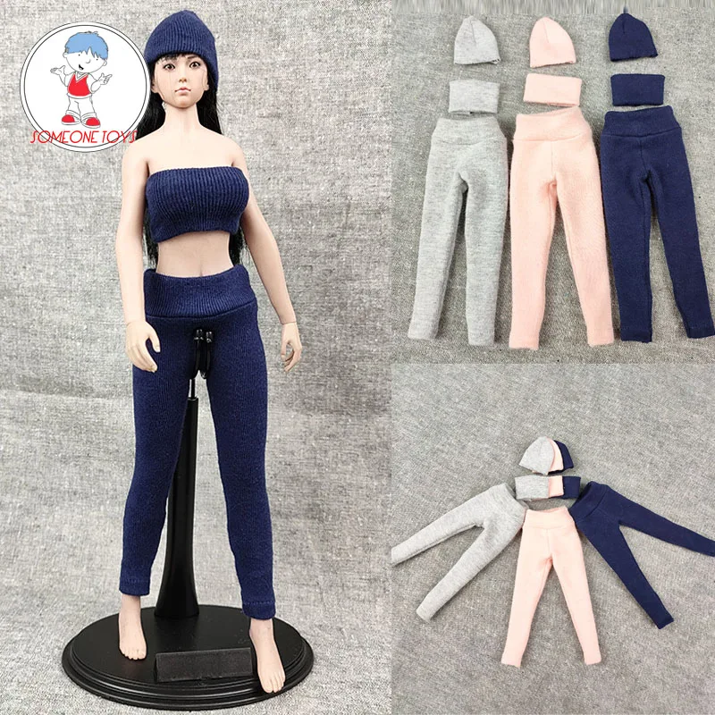 

1/6 Female soldier clothes mini women doll Yoga suit pink vest sports pants For 12 inch TBLeague Figure action Body Jiaou doll