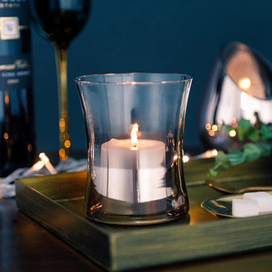 Серебряный подсвечник свадебный стеклянный фонарь свадебные подсвечники