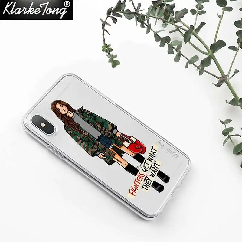 Fashion Work Hard Girl Boss Phone Case For iPhone 11 XS MAX XR 8 7 6s Plus 5s Transparent Soft Silicone Woman Cover | Мобильные