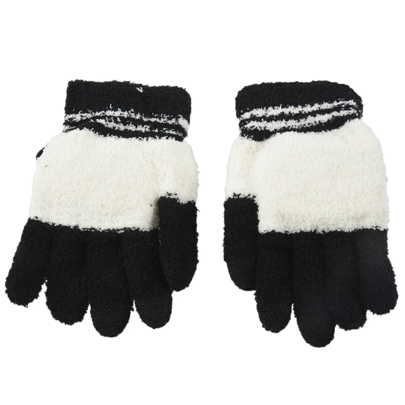 

Women Winter Sweet Panda Design Touchscreen Gloves Black White