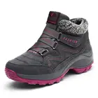 Женская зимняя обувь, замшевые ботинки на танкетке, нескользящая женская обувь, теплые плюшевые ботильоны для снега, водонепроницаемые походные ботинки WJ016
