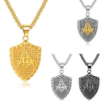 stainless steel masonic free mason shield pendant men signet freemasonry vintage punk necklace for men jewelry