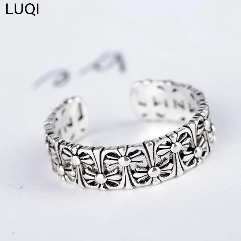 

Hot Sale 2020 New S925 Silver Vintage Cross Crochet Open Ring NJ188
