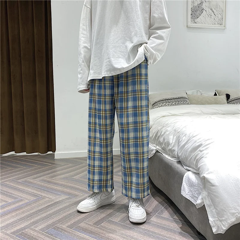 Женские клетчатые брюки свободные повседневные Прямые для девушек 2020|Брюки| |