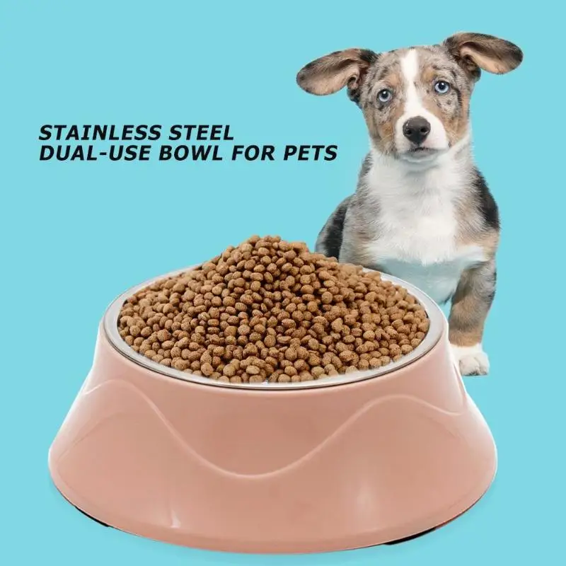 Stainless Steel Non-Slip Double Dog Bowls Food Drinking Water Feeder Pets Supply Dog Pet Feeding Bowl Supplies