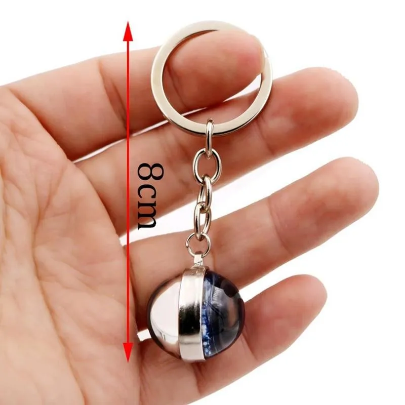 

Solar System Planet Keychain Moon Earth Sun Art Picture Chain Pendant Glass Keychain Double Luminous Jewelry Key Car Side B M7V8